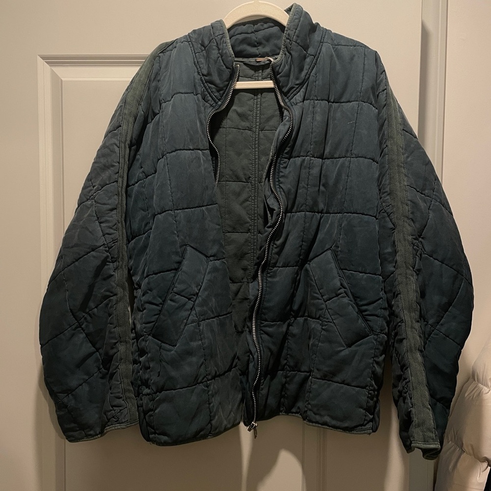 free people oversized Quilted Jacket in aqua